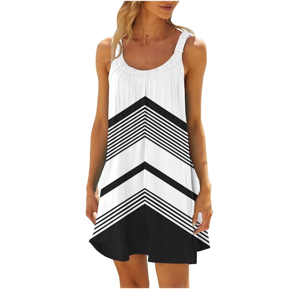 Ahuyic Womens Summer Dresses,Womens Casual Sundress,Women's Round Neck Sleeveless Gradient Tie Dyed Beach Dress