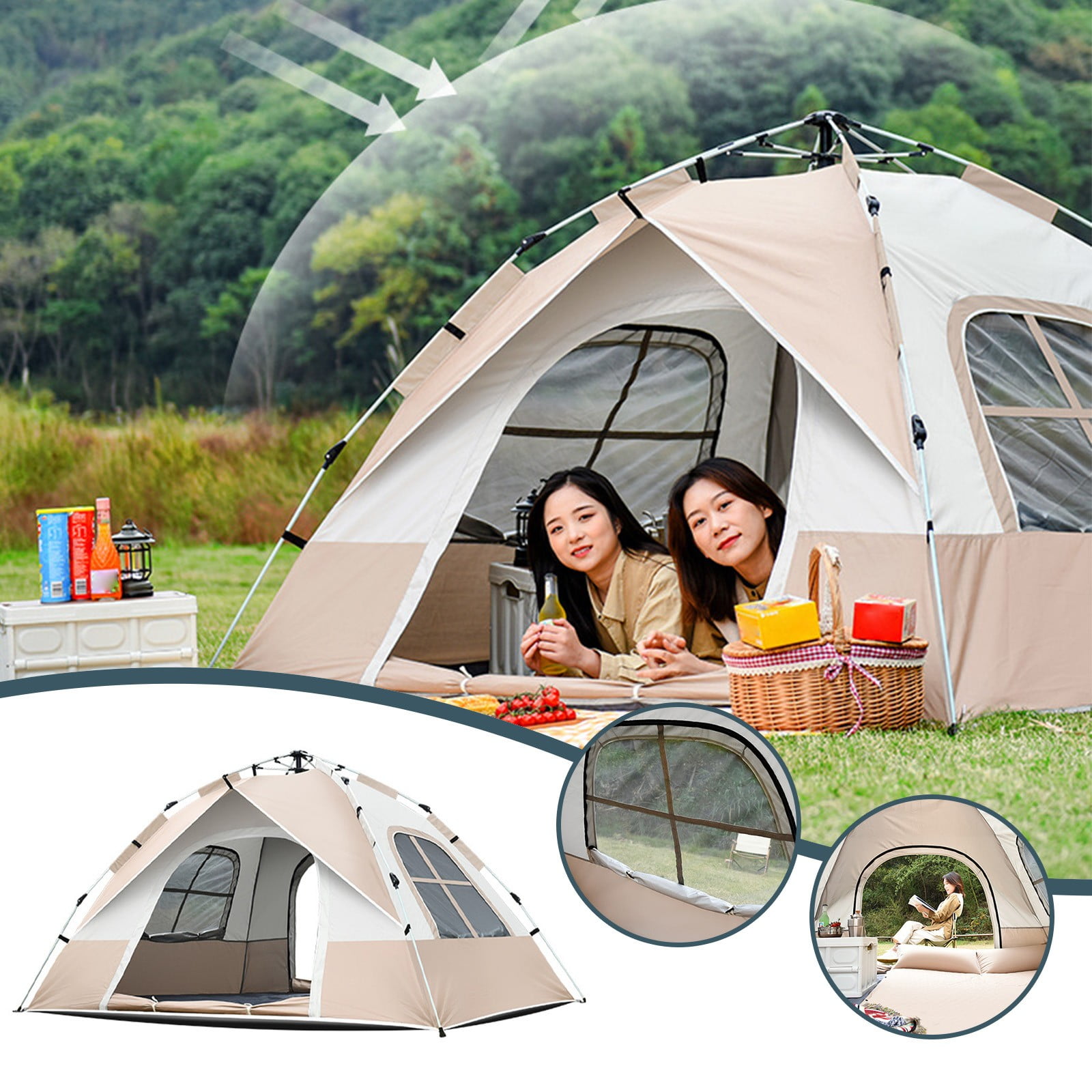 Summer Clearance BadyminCSL Clearance Sales Automatic Full Set of Outdoor Tents Rainproof Sun Protection Field Camping Equipment Picnic Camping Portable Folding Tent Walmart Business Supplies