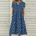 thumbnail image 1 of Summer Clearance!Brilliant Womens Dresses Plus Size Women Summer Casual Printed V Neck Short Sleeve Dress Summer Dresses for Women 2025 Blue XXXXXL, 1 of 6