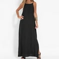 thumbnail image 1 of Summer Brilliant Summer Womens Dresses Plus Size Women's Spring and Summer Solid Color Sling Loose Cotton Linen Dress Black XXL, 1 of 4