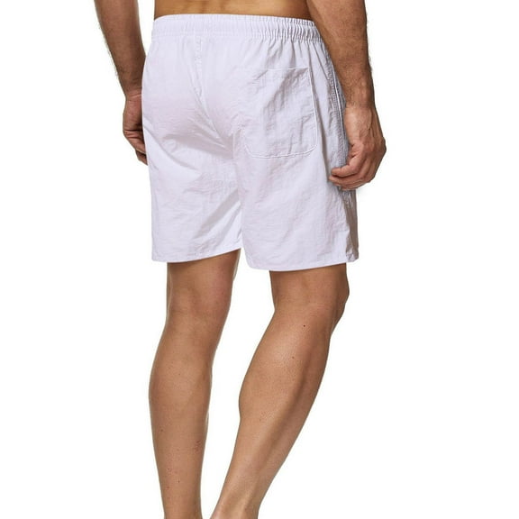 HOOMEUMY Men's Summer Beach Shorts Quick Dry Lightweight Swim Trunks with Pockets White 8 Fashion Man Solid Elastic Waist Mid Waist Loose Pockets Bandage Short Pants