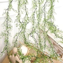 Home Decor QTOCIO 2PC Artificial Plastic Simulation Green Plants Golden Bells Wall Hanging Home Vines Suspended Ceiling Decoration