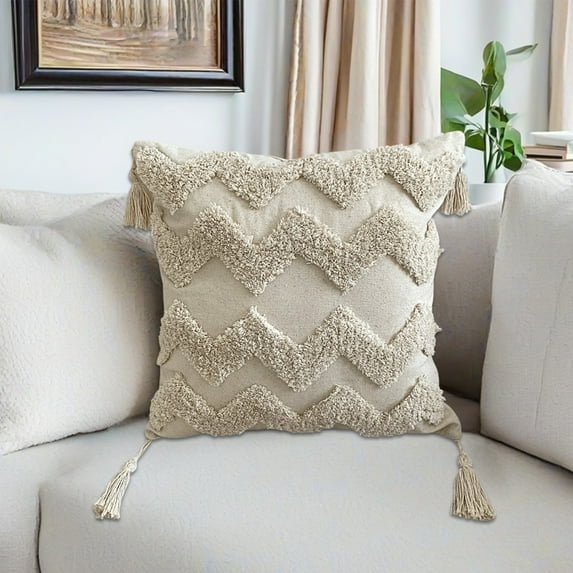 Home Decor QTOCIO Boho Throw Pillow Covers 17x17 Of Decorative Cushion Case Striped Pillows Cover Pillow Cases Pillowcase for Sofa Couch Bed