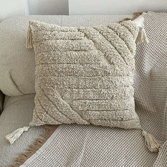 Home Decor QTOCIO Boho Throw Pillow Covers 17x17 Of Decorative Cushion Case Striped Pillows Cover Pillow Cases Pillowcase for Sofa Couch Bed