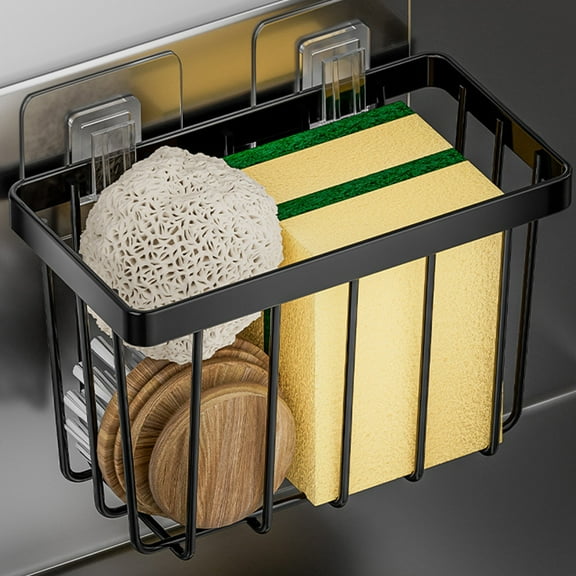 Home Kitchen Gadgets QTOCIO Stainless Steel Kitchen Sink Corner Sponge Storage Basket Bathroom Nail Frees Shelf Squares Hole Frees Drains Rack and Greys