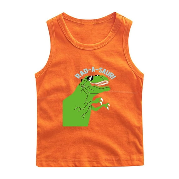 Summer Clearance Holiday Deals 2025! QTOCIO Summer Girls Tank Top, Toddler Girl Clothes, Fashionable Children's Summer Round Neck Base Shirt Boys' Sleeveless Top, Orange, 3 Years