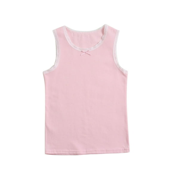 QTOCIO Summer Girls Tank Top, Toddler Girl Clothes, Girls Children Inner Layer Summer Children T-shirt Base Shirt Top Round-Neck Camisoles, Pink, 9 Years