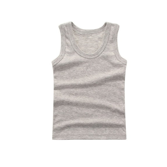 Summer Clearance Holiday Deals 2025! QTOCIO Summer Girls Tank Top, Toddler Girl Clothes, Girls Children Inner Layer Summer Children T-shirt Base Shirt Top Round-Neck Camisoles, Gray, 9 Years
