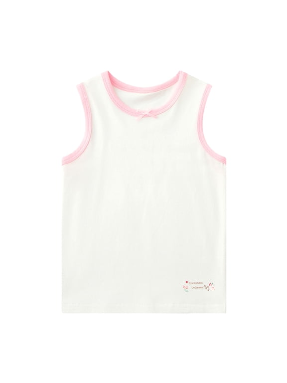 Summer Girls Tank Top, Toddler Girl Clothes, Girls Tank Top Kids Super Soft Cotton Sleeveless Printed Tank Top For Girls 3-12 Years, White B, 3 Years