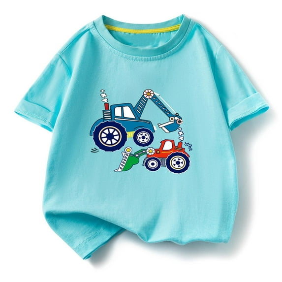 QTOCIO Toddler Boys Clothes, Summer Boys Shirts, Children's Casual Loose T-shirt Short Sleeved Round Neck Top For Adults, Sky Blue, 9 Years
