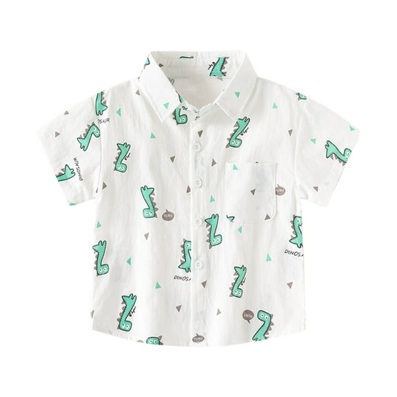 QTOCIO Toddler Boys Clothes, Summer Boys Shirts, FashionBoys' Casual Short Sleeve Turndown Collar Botton Solid Short Pants Sets, White, 3 Years