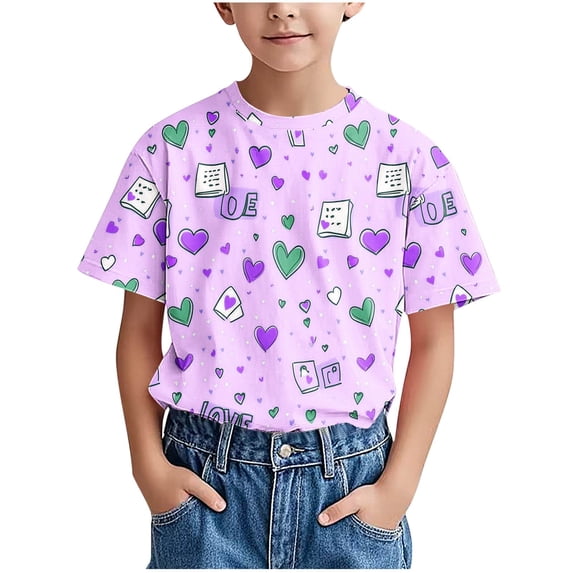 QTOCIO Toddler Boys Clothes, Summer Boys Shirts, Trendy Kid Shirt Printed Round-Neck Comfortable Loose T-shirt Short Sleeve Blouse Tops, Green, 24 Months