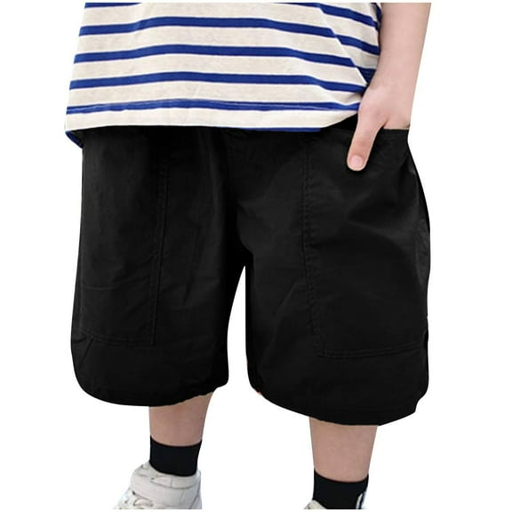 QTOCIO Toddler Boys Clothes, Summer Boys Shorts, Children's Summer Casual Pants Comfortable Shorts Cropped Pants with Pockets, Black, 3 Years