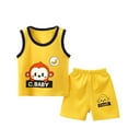 thumbnail image 1 of QTOCIO Toddler Boys Outfits, Kids Boy Clothes, Kids Summer Boy Cute Printed Round Neck Tank Shorts Suit, Yellow C, 3 Years, 1 of 2