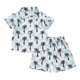 thumbnail image 1 of QTOCIO Toddler Boys Outfits, Kids Boy Clothes, Short Sleeve Graphic Shirts for Kids 1-8 Years Boy Children's Short Sleeved Shirt Pants, Light Blue B, 2 Years, 1 of 3