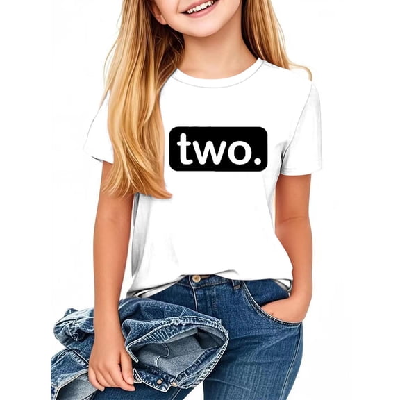 QTOCIO Toddler Girl Clothes, Summer Girls Shirts, Children's Casual Loose T-shirt Comfortable Short Sleeved Round Neck Top for Adults, White, 12 Years