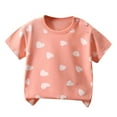 thumbnail image 1 of Summer Clearance Holiday Deals 2025! QTOCIO Toddler Girl Clothes, Summer Girls Shirts, Children's Summer Boys And Girls Printed Round Neck Short Sleeved T-shirt Top, Pink, 5-6 Years, 1 of 3