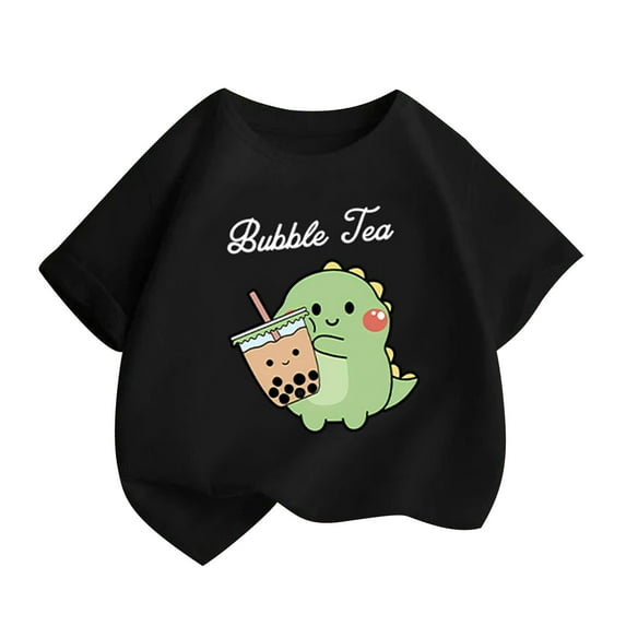 QTOCIO Toddler Girl Clothes, Summer Girls Shirts, New Shirts For Kids Short Sleeve Graphic T-Shirt Round Neck Top Girls And Boys T-Shirt, Black, 12 Years