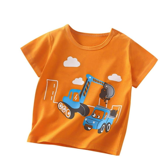Summer Savings Holiday Deals 2025! QTOCIO Toddler Girl Clothes, Summer Girls Shirts, Printed Short Sleeves Men And Women T-shirts, Orange, 5 Years