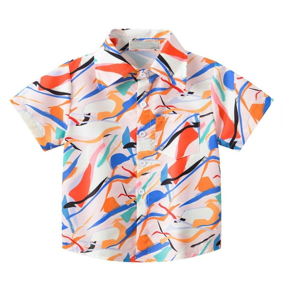 QTOCIO Toddler Girl Clothes, Summer Girls Shirts, Shirts For Kids Short Sleeve Graphic T-Shirt Lapel Collar Top For 6 Months-6 Years, Multicolor B, 3 Years