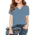 thumbnail image 1 of QTOCIO Toddler Girl Clothes, Summer Girls Shirts, Shirts For Kids Short Sleeve Graphic T-Shirt V Neck Top For 3-14 Years, Blue A, 9 Years, 1 of 5