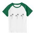 thumbnail image 1 of QTOCIO Toddler Girl Clothes, Summer Girls Shirts, Toddler Kids Boys Girls Fashion Cute Round Neck Print Short Sleeve Top, Green, 7 Years, 1 of 5