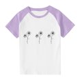 thumbnail image 1 of QTOCIO Toddler Girl Clothes, Summer Girls Shirts, Toddler Kids Boys Girls Fashion Cute Round Neck Print Short Sleeve Top, Purple, 3 Years, 1 of 5