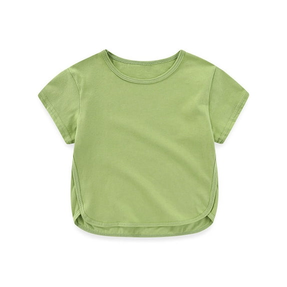 QTOCIO Toddler Girl Clothes, Summer Girls Shirts, Toddler Kids Boys Girls Fashion Cute Solid Color Breathable Soft Short Sleeve Top, Green, 12 Months