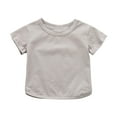 thumbnail image 1 of Summer Clearance Holiday Deals 2025! QTOCIO Toddler Girl Clothes, Summer Girls Shirts, Toddler Kids Girls Fashion Cute Solid Color Breathable Soft Short Sleeve Top, Gray, 3 Years, 1 of 5