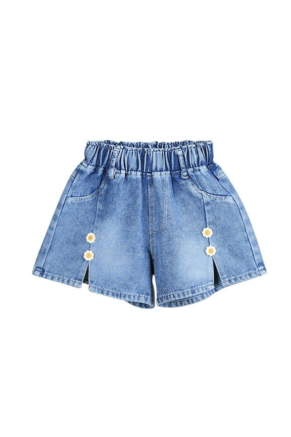 Toddler Girls Clothes, Girls Jean Shorts, Fashion Girls' Jeans Short Pants Children's Jeans Short Pants Casual Outerwear Pants, Blue A, 4-5 Years