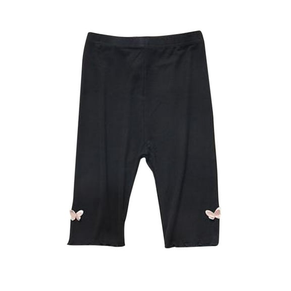 QTOCIO Toddler Girls Clothes, Summer Girls Shorts, Child's Summer Girls Baby Leggings Quarter Pants Casual Pants Elastic Pants Shorts, Black, 6 Years