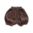 thumbnail image 1 of QTOCIO Toddler Girls Clothes, Summer Girls Shorts, Children's Solid Color Cotton Linen Casual Sports Lantern Shorts, Coffee, 2-3 Years, 1 of 3