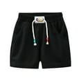 thumbnail image 1 of QTOCIO Toddler Girls Clothes, Summer Girls Shorts, Children's Summer Cotton Casual Sports Shorts with Pocket Shorts, Black, 4-5 Years, 1 of 6