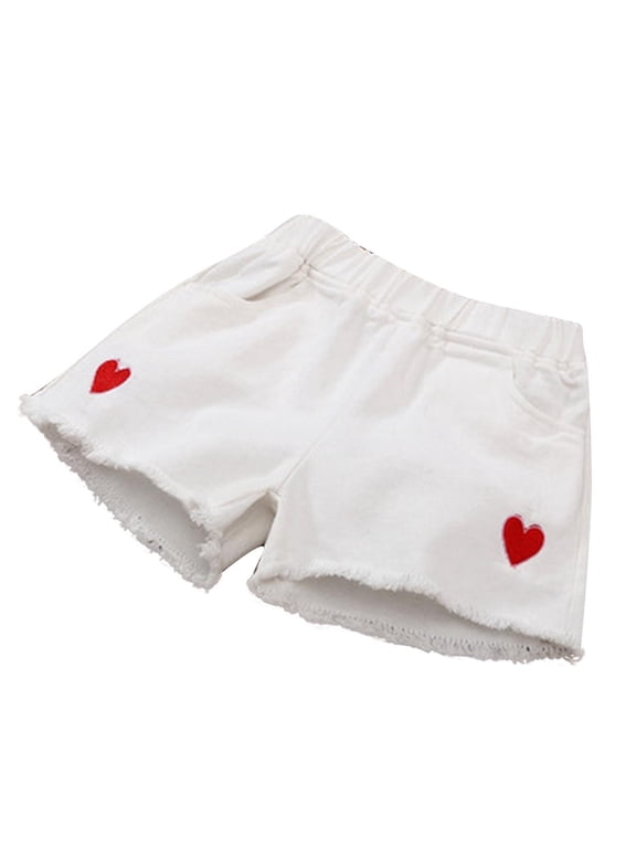 Toddler Girls Clothes, Summer Girls Shorts, Children's Summer Loose and Comfortable Pants with Elastic Waist and Casual Shorts, White, 3 Years