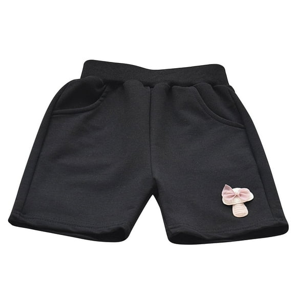 QTOCIO Toddler Girls Clothes, Summer Girls Shorts, Children's Summer Sports and Leisure Pants with Elastic Waistband, Black, 5 Years