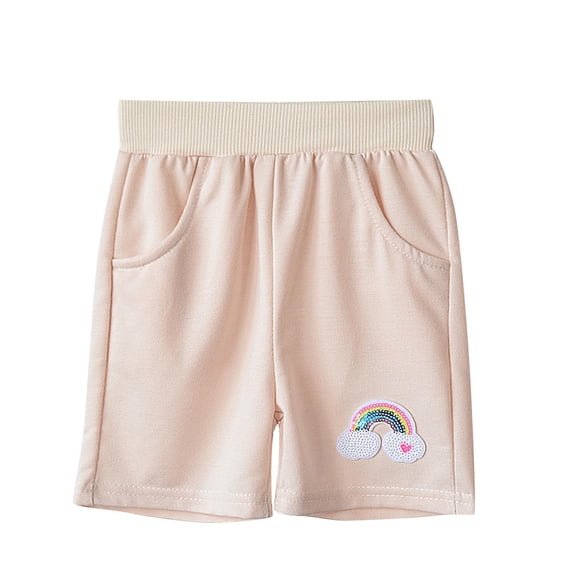 QTOCIO Toddler Girls Clothes, Summer Girls Shorts, Children's Summer Sports and Leisure Pants with Elastic Waistband, Khaki, 3 Years