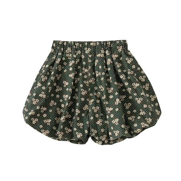QTOCIO Toddler Girls Clothes, Summer Girls Shorts, Girls' Flower Bud Shorts with Polka Print New Style Baby Girl Shorts Lantern Pants, Army Green, 6 Years