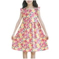 thumbnail image 1 of Summer Clearance Holiday Deals 2025! QTOCIO Toddler Girls Dresses, Baby Girl Clothes, Children's Summer Printed Flying Sleeve Skirt Beach Vacation Beach Dress, Multicolor C, 14-15 Years, 1 of 4