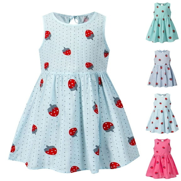 QTOCIO Toddler Girls Dresses, Baby Girl Clothes, Girl's Sleeveless Printed Dress Fashionable and Cute Princess Dress, Green B, 7 Years