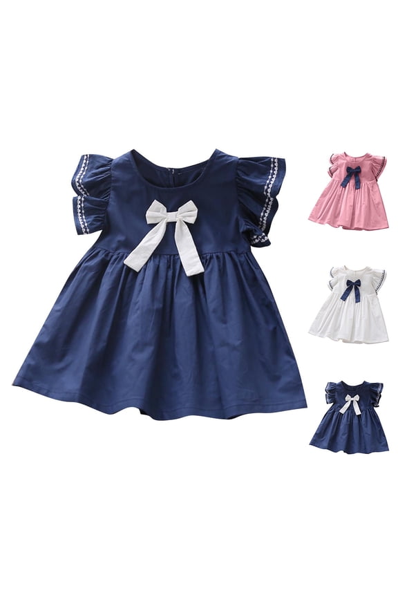 Toddler Girls Dresses, Baby Girl Clothes, Girl's Sleeveless Printed Dress Fashionable and Cute Princess Dress, Sky Blue, 1 Years