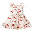 thumbnail image 1 of Summer Clearance Holiday Deals 2025! QTOCIO Toddler Girls Dresses, Baby Girl Summer Clothes, 6 Months -11Years Girls Summer Printed Fly Sleeve Round Neck Dress, Red, 8 Years, 1 of 3
