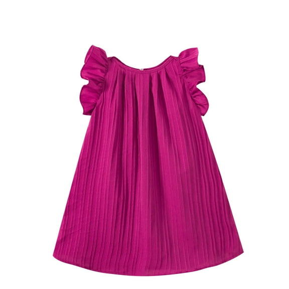 QTOCIO Toddler Girls Dresses, Baby Girl Summer Clothes, Children's Summer Leisure Sports Dress for Girls Short Sleeve Round-Neck Dress for Kids, Hot Pink, 2 Years