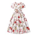 thumbnail image 1 of QTOCIO Toddler Girls Dresses, Baby Girl Summer Clothes, Fashion Girls Summer Short Sleeve Round Neck Ruffle Dress Princess Skirt, White, 11 Years, 1 of 8