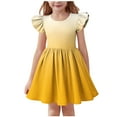 thumbnail image 1 of QTOCIO Toddler Girls Dresses, Baby Girl Summer Clothes, Girls Sleeveless Stretchy Dress A Line Twirly Skater Recital Short Sleeve Dress, Yellow, 13 Years, 1 of 7
