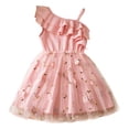 thumbnail image 1 of QTOCIO Toddler Girls Dresses, Baby Girl Summer Clothes, Girls' Summer New Short Sleeve Ruffled Round Neck Lace Embroidery Mesh Princess Bow Skirt, Pink, 2 Years, 1 of 8