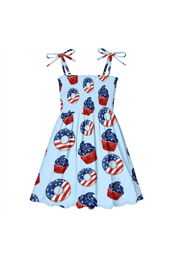 Toddler Girls Dresses, Baby Girl Summer Clothes, Kids Baby Girls Dress Beach Dresses Casual Sleeveless Princess Summer Dress, Blue A, 1 Years
