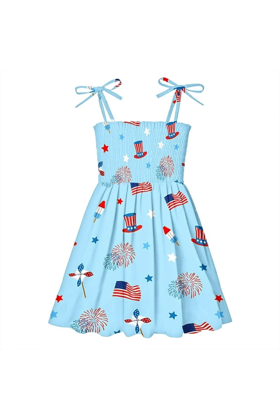 Toddler Girls Dresses, Baby Girl Summer Clothes, Kids Baby Girls Dress Beach Dresses Casual Sleeveless Princess Summer Dress, Blue B, 2 Years