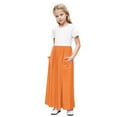 thumbnail image 1 of QTOCIO Toddler Girls Dresses, Baby Girl Summer Clothes, Kids Girls Cute Splicing Color Short Sleeve Stretchy Pocket A Line Long Dress, Orange B, 4 Years, 1 of 8