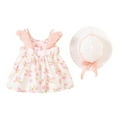 thumbnail image 1 of QTOCIO Toddler Girls Dresses, Baby Girl Summer Clothes, Toddler Kids Baby Girls Fashion Cute Sleeveless Sweet Flower Print Ruffle Dress Hat Set, Pink, 18 Months, 1 of 8