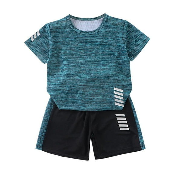 QTOCIO Toddler Girls Outfits, Kids Girl Clothes, Fashion Boy' Casual Short Sleeve Round Neck Collar Botton Short Pants Sports Suit,Navy,7 Years